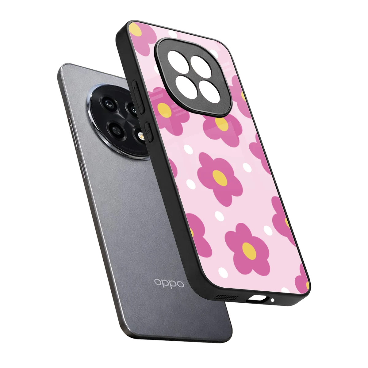 Candy Flower sleek oppo f29 pro 5g cover with tempered glass back and TPU edges