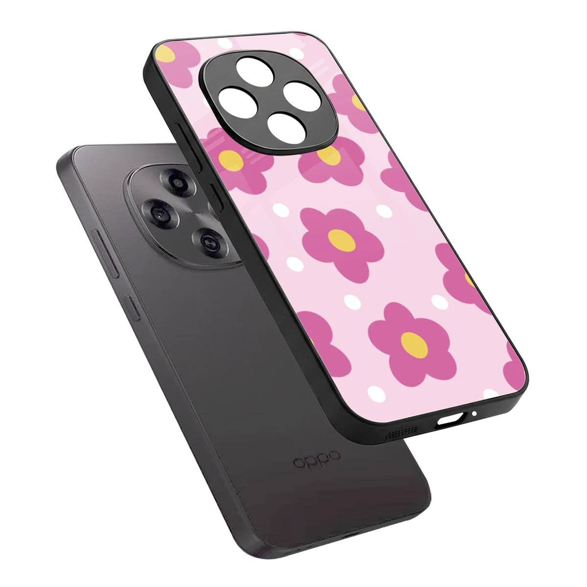 Candy Flower sleek oppo f31 pro 5g cover with tempered glass back and TPU edges