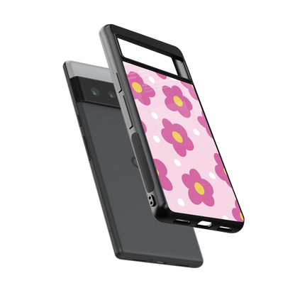 Candy Flower sleek google pixel 6 pro cover with tempered glass back and TPU edges