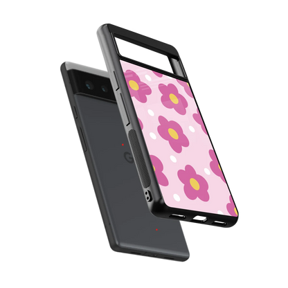 Candy Flower sleek google pixel 6 cover with tempered glass back and TPU edges