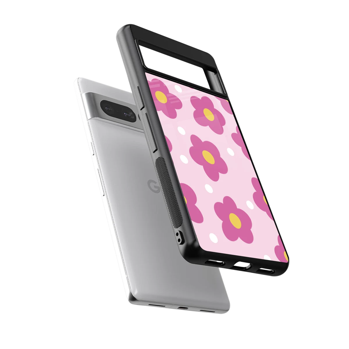 Candy Flower sleek google pixel 7 pro cover with tempered glass back and TPU edges
