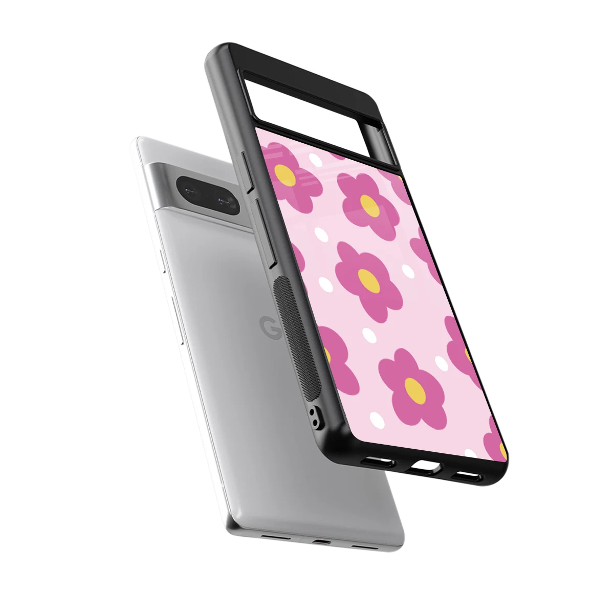 Candy Flower sleek google pixel 7a cover with tempered glass back and TPU edges