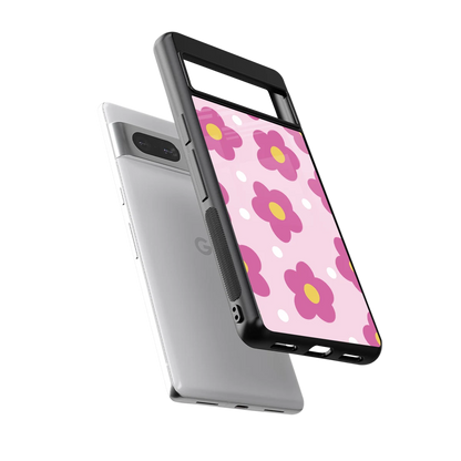Candy Flower sleek google pixel 7 cover with tempered glass back and TPU edges