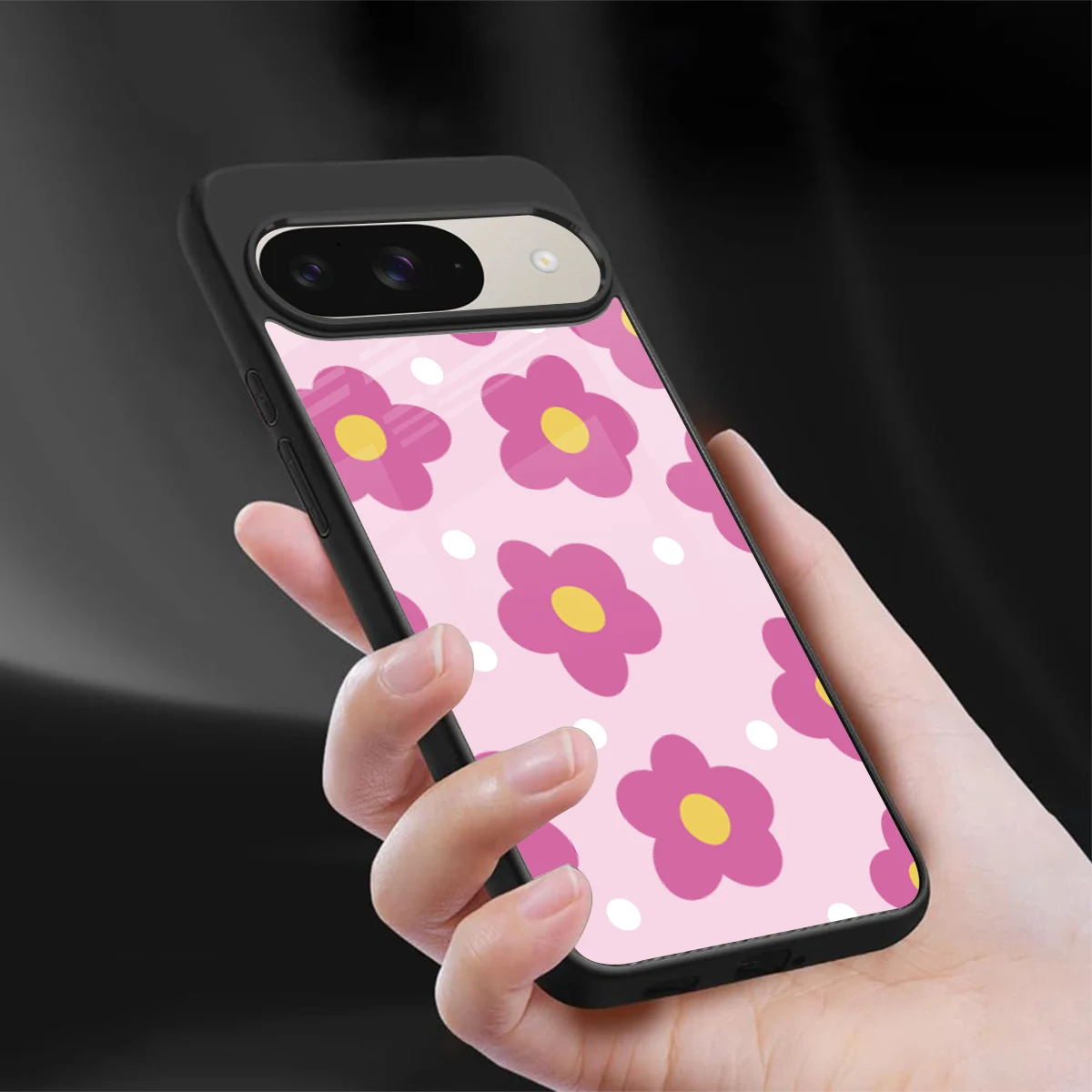 Candy Flower sleek google pixel 9 cover with tempered glass back and TPU edges