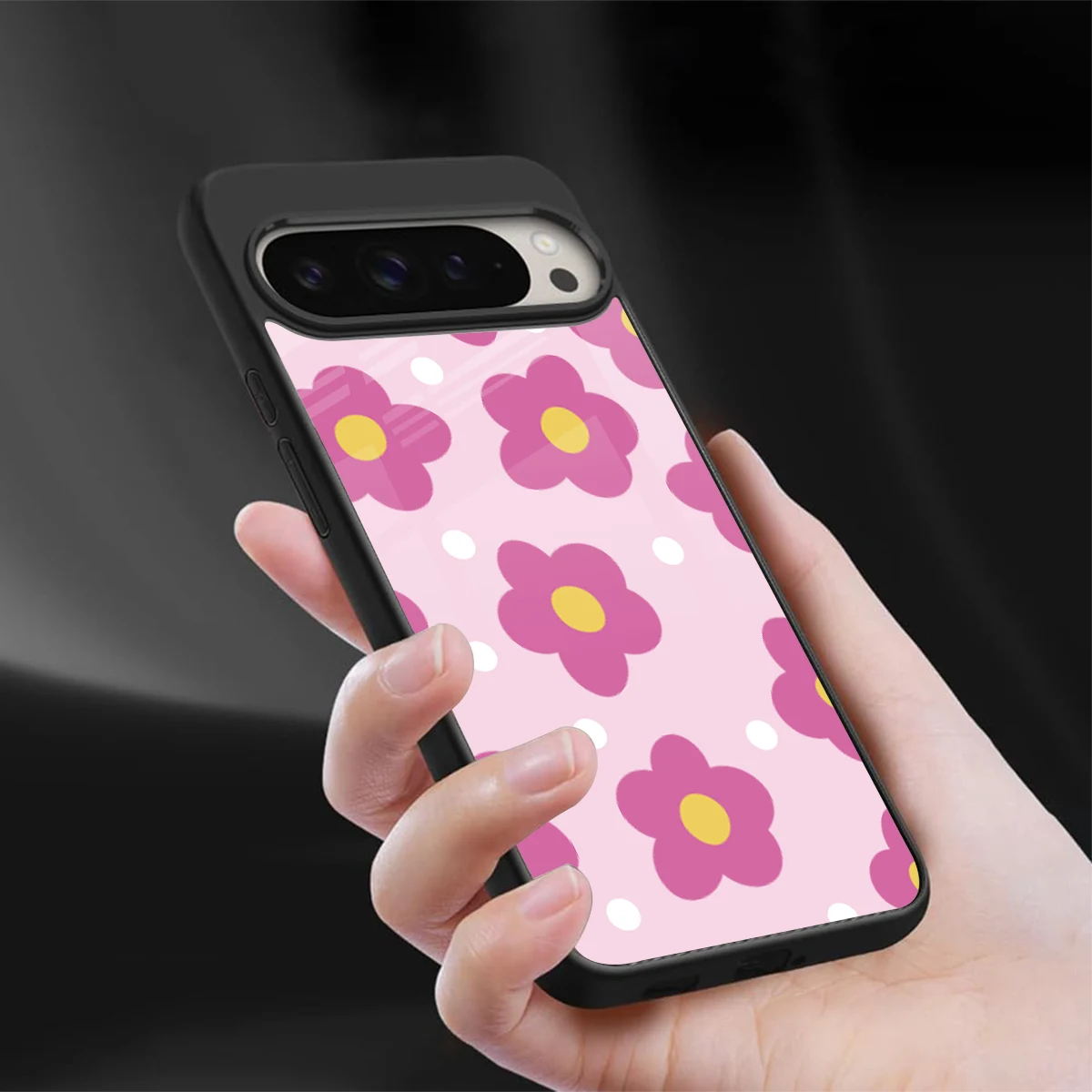Candy Flower sleek google pixel 9 pro cover with tempered glass back and TPU edges