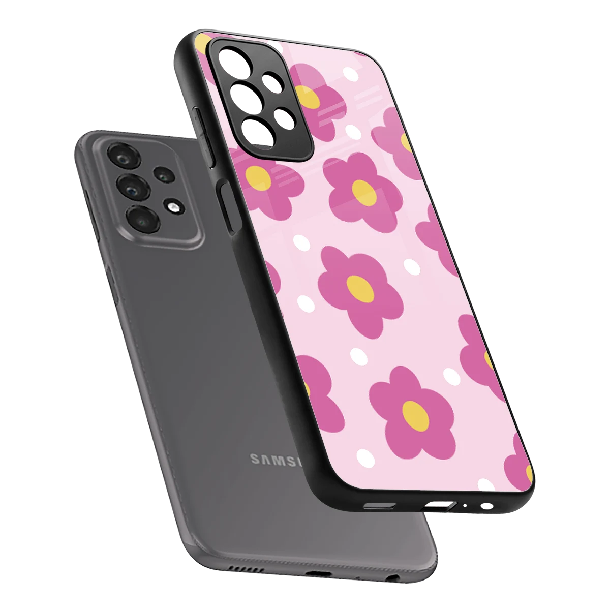 Candy Flower sleek samsung galaxy a23 cover with tempered glass back and TPU edges