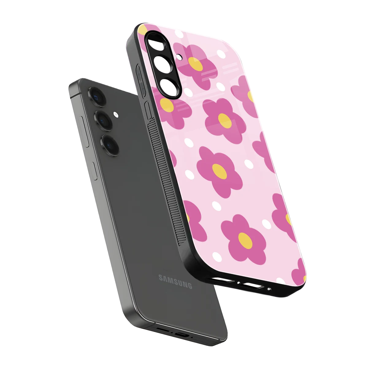 Candy Flower sleek samsung galaxy m34 5g cover with tempered glass back and TPU edges