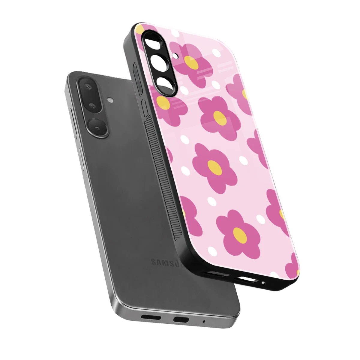Candy Flower sleek samsung galaxy m56 5g cover with tempered glass back and TPU edges