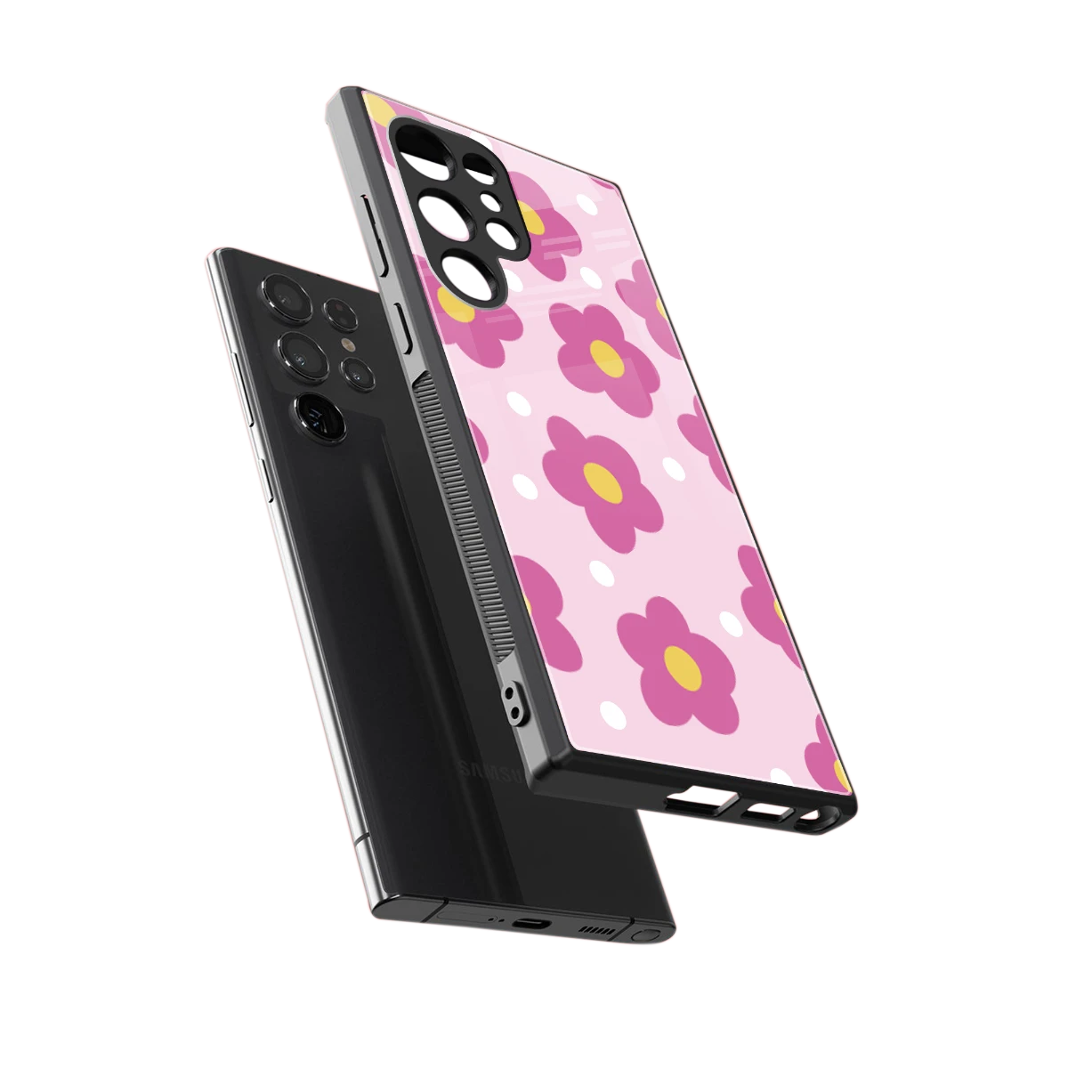 Candy Flower sleek samsung galaxy s24 ultra cover with tempered glass back and TPU edges