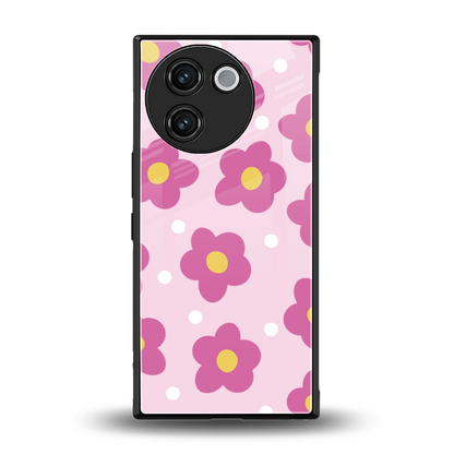 Candy Flower back phone cover | glass case for vivo v30e