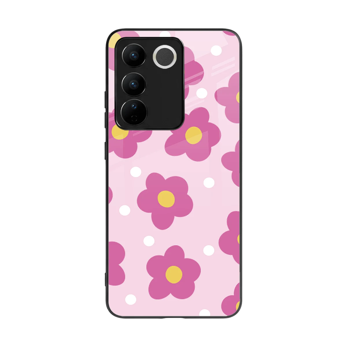 Candy Flower back phone cover | glass case for vivo v27 5g