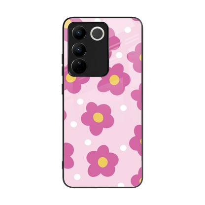 Candy Flower back phone cover | glass case for vivo v27 5g