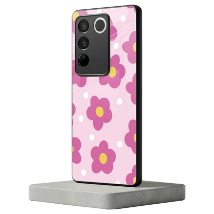 Candy Flower vivo v27 5g mobile cover | shockproof glass phone case
