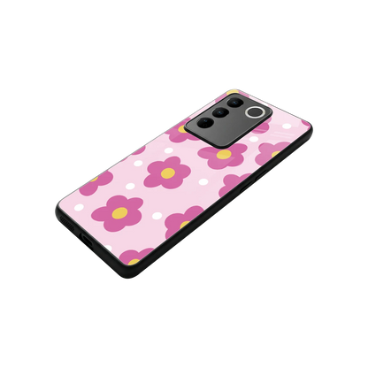Candy Flower stylish phone case for vivo v27 5g | glossy glass and slim fit