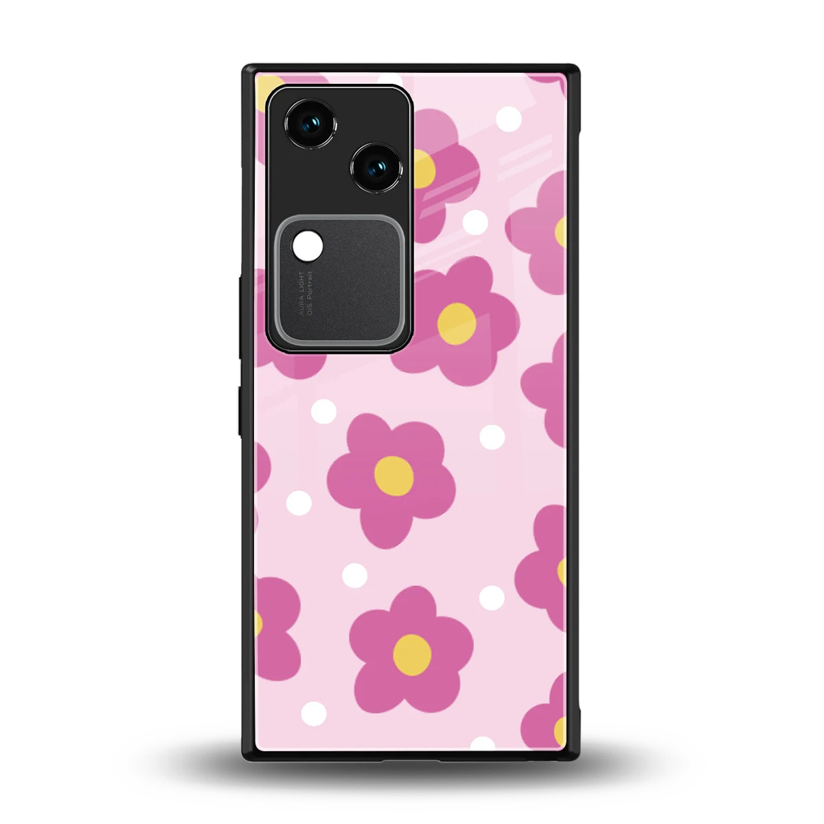 Candy Flower back phone cover | glass case for vivo v30