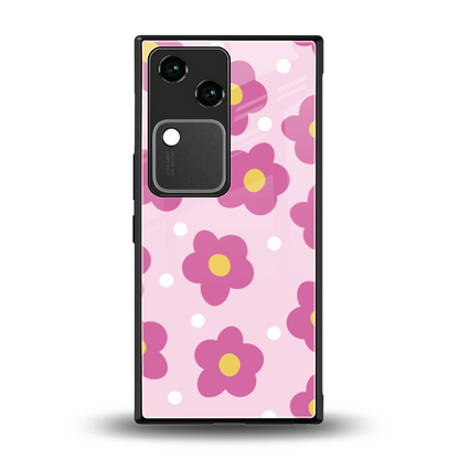 Candy Flower back phone cover | glass case for vivo v30