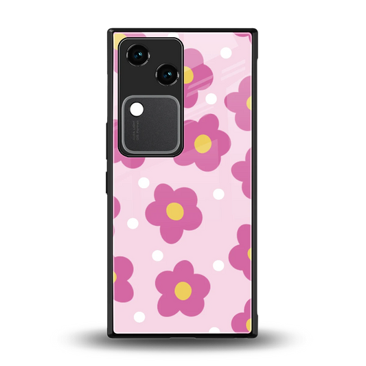 Candy Flower back phone cover | glass case for vivo v30