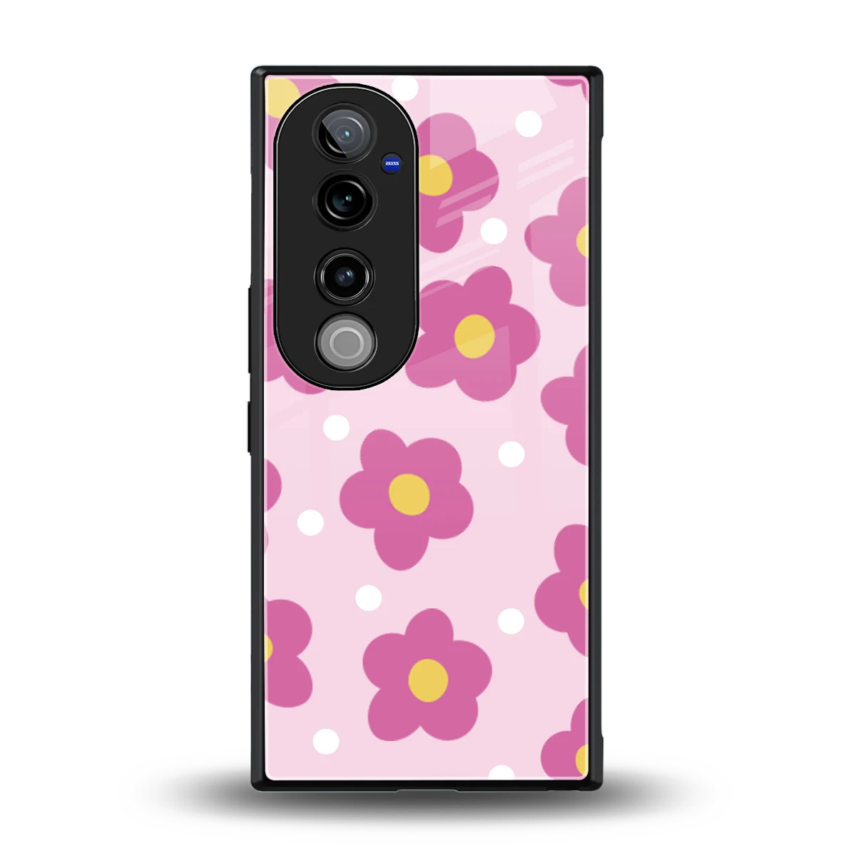 Candy Flower back phone cover | glass case for vivo v40 pro