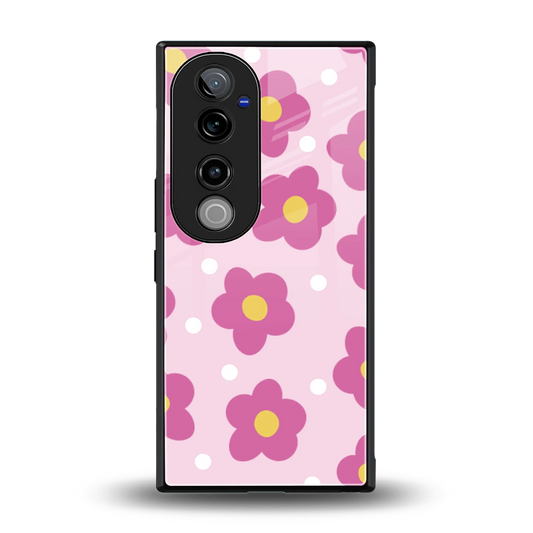 Candy Flower back phone cover | glass case for vivo v40 pro