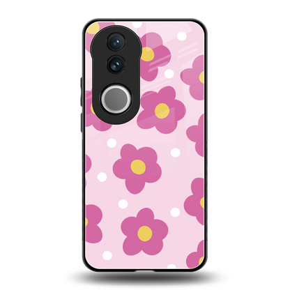 Candy Flower back phone cover | glass case for vivo v50