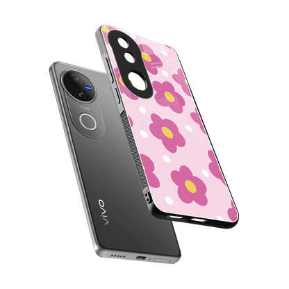 Candy Flower sleek vivo v50 cover with tempered glass back and TPU edges