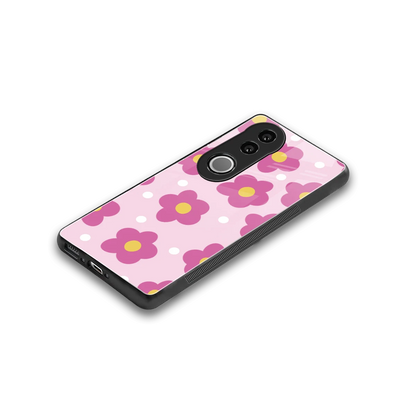 Candy Flower stylish phone case for vivo v50 | glossy glass and slim fit