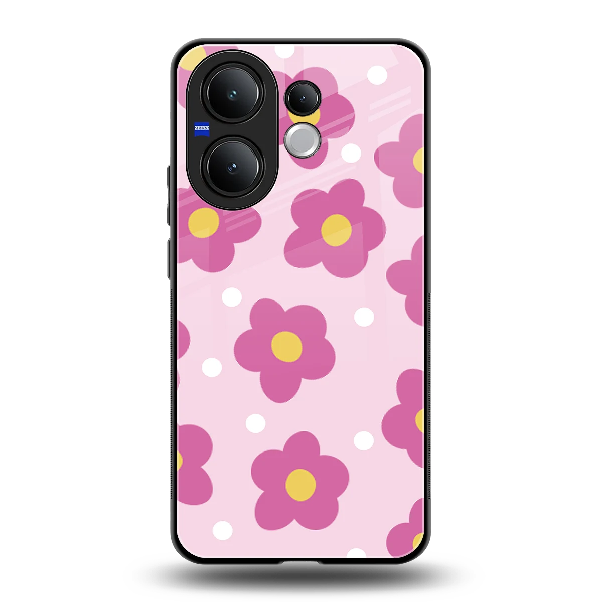 Candy Flower back phone cover | glass case for vivo v60