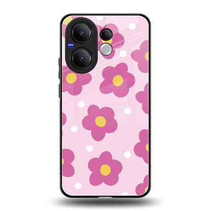 Candy Flower back phone cover | glass case for vivo v60