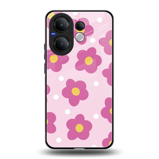 Candy Flower back phone cover | glass case for vivo v60