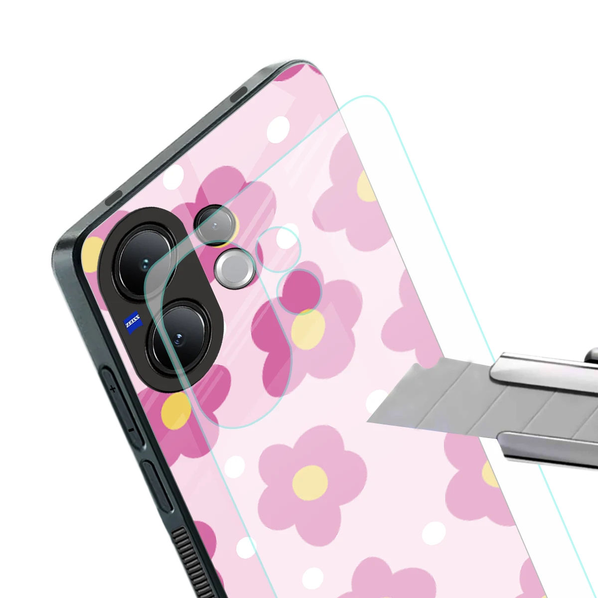 Candy Flower stylish phone case for vivo v60 | glossy glass and slim fit