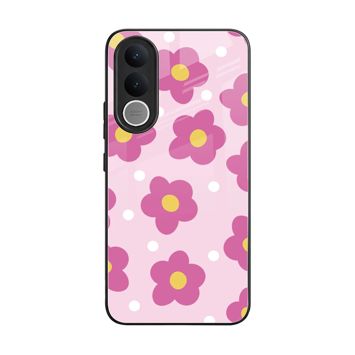 Candy Flower back phone cover | glass case for vivo v70 fe