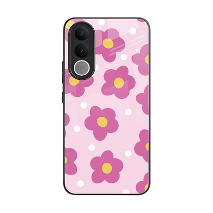 Candy Flower back phone cover | glass case for vivo v70 fe