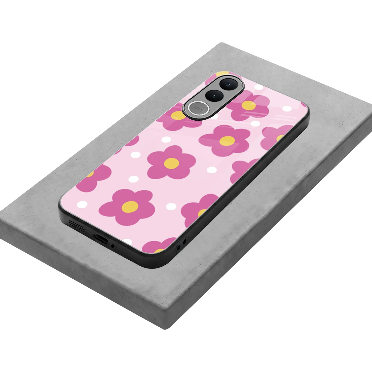 Candy Flower stylish phone case for vivo v70 fe | glossy glass and slim fit