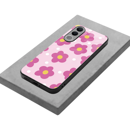 Candy Flower stylish phone case for vivo v70 fe | glossy glass and slim fit