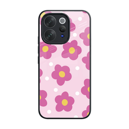 Candy Flower back phone cover | glass case for vivo v70