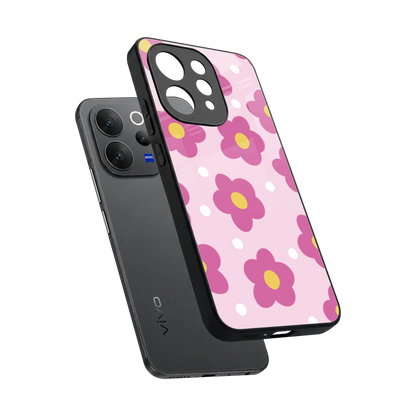 Candy Flower sleek vivo v70 cover with tempered glass back and TPU edges