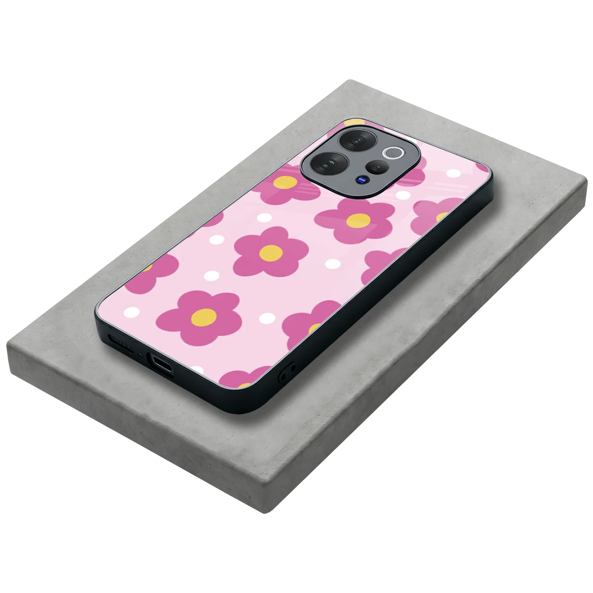 Candy Flower stylish phone case for vivo v70 | glossy glass and slim fit