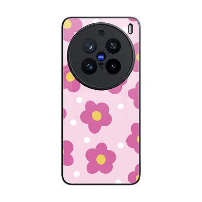 Candy Flower back phone cover | glass case for vivo x200 pro