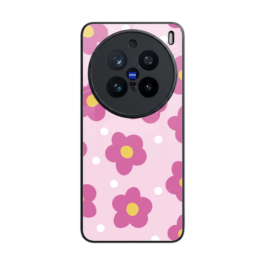 Candy Flower back phone cover | glass case for vivo x200 pro