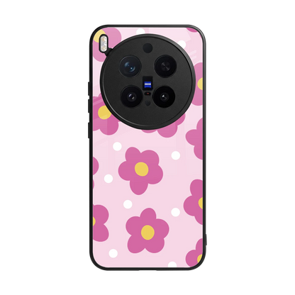 Candy Flower back phone cover | glass case for vivo x300 pro