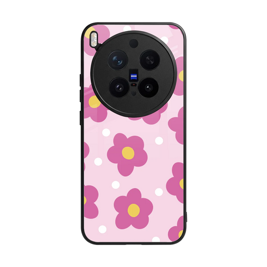 Candy Flower back phone cover | glass case for vivo x300 pro