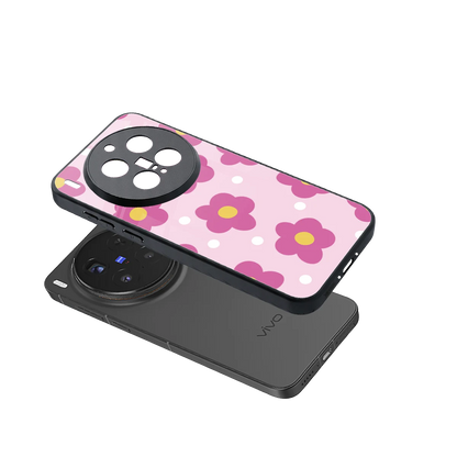 Candy Flower sleek vivo x300 pro cover with tempered glass back and TPU edges