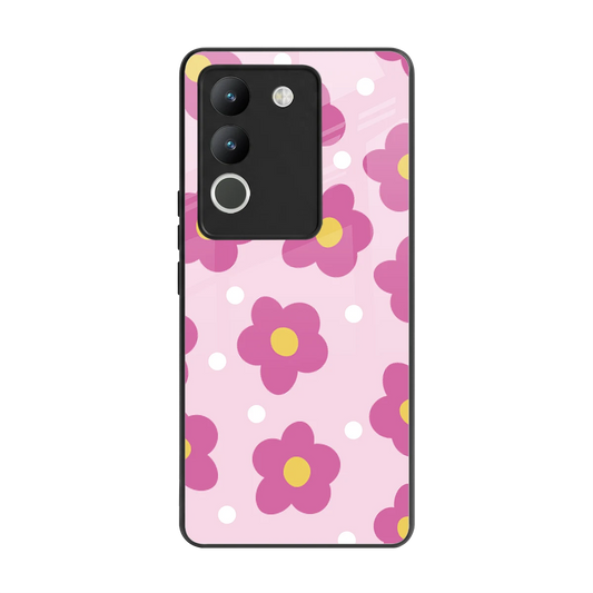 Candy Flower back phone cover | glass case for vivo y200 5g