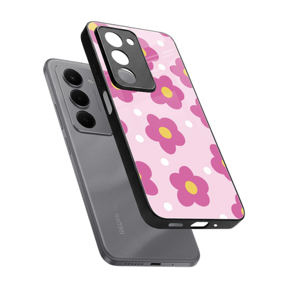 Candy Flower sleek redmi 15 5g cover with tempered glass back and TPU edges
