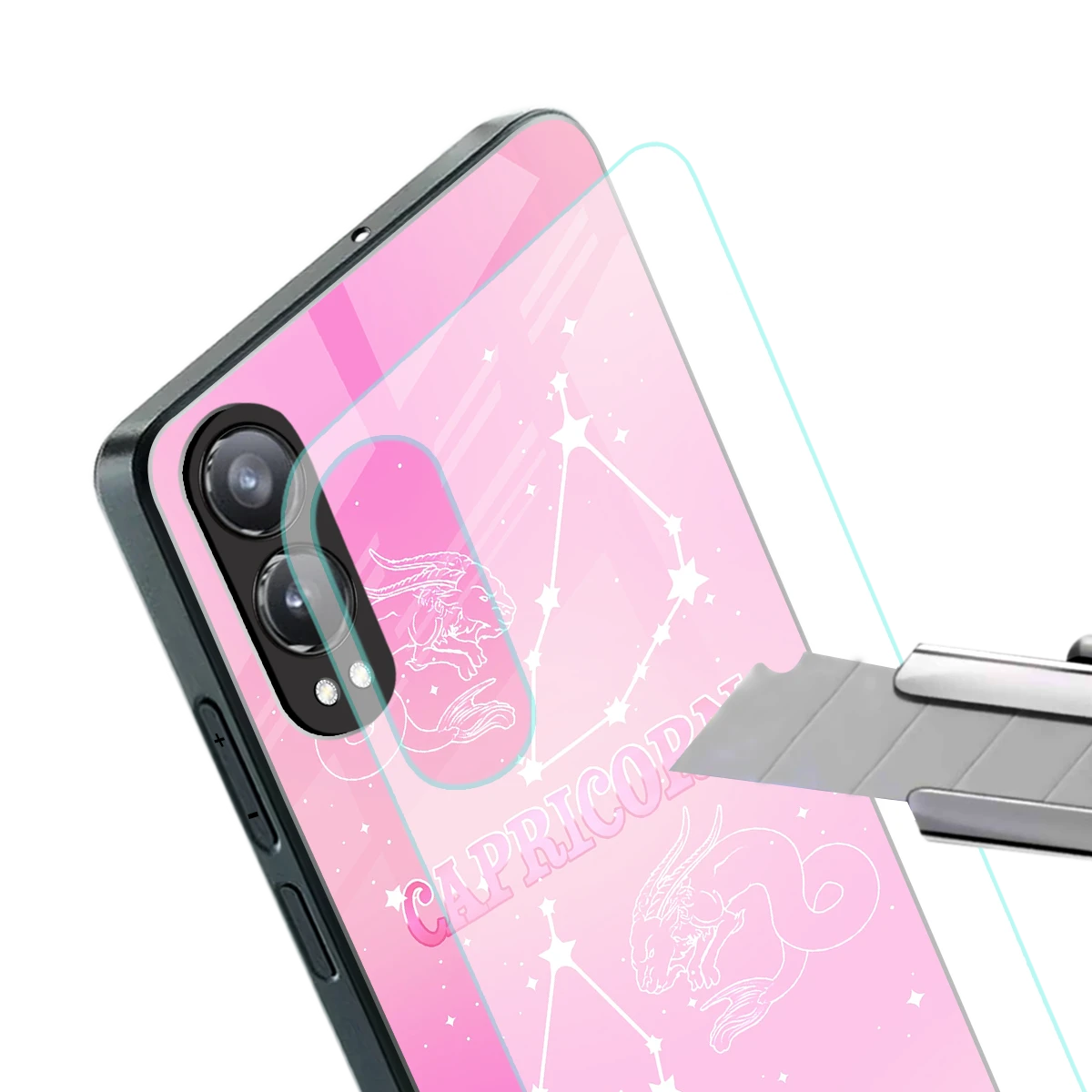 Capricorn Aura stylish phone case for oneplus nord ce 4 lite | glossy glass and slim fit