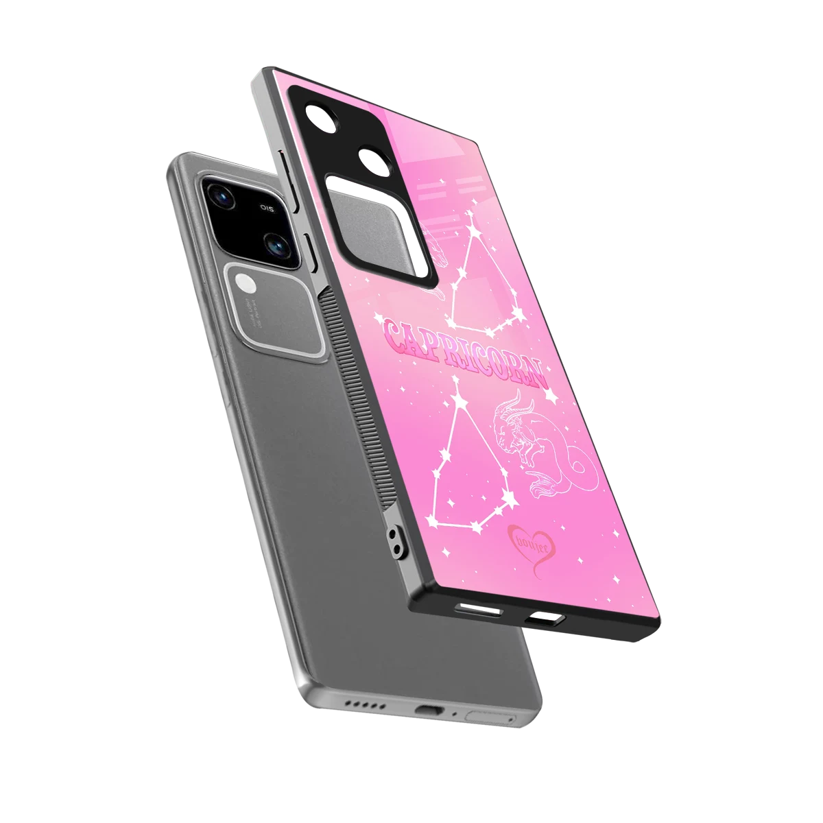 Capricorn Aura sleek vivo v30 cover with tempered glass back and TPU edges