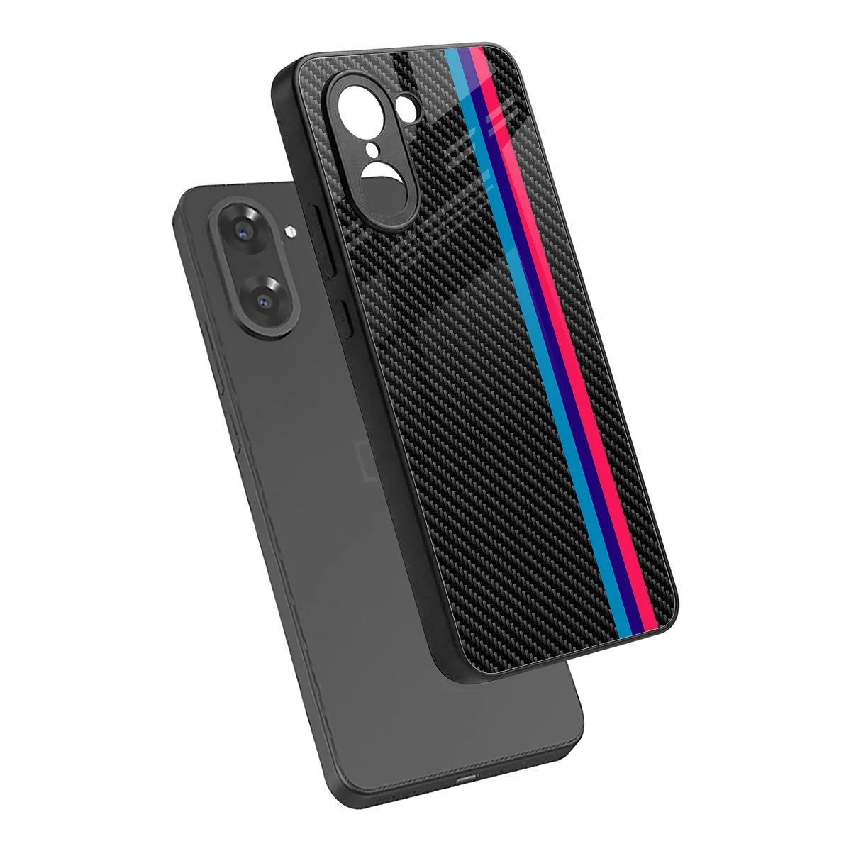 Carbon Fiber sleek oneplus nord ce5 5g cover with tempered glass back and TPU edges