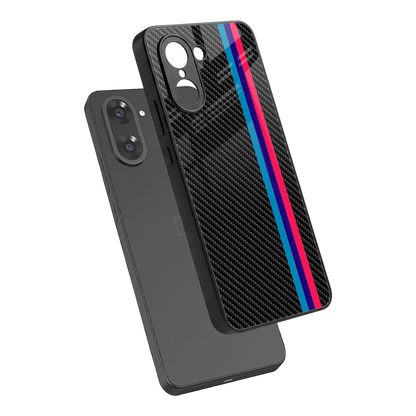 Carbon Fiber sleek oneplus nord ce5 5g cover with tempered glass back and TPU edges