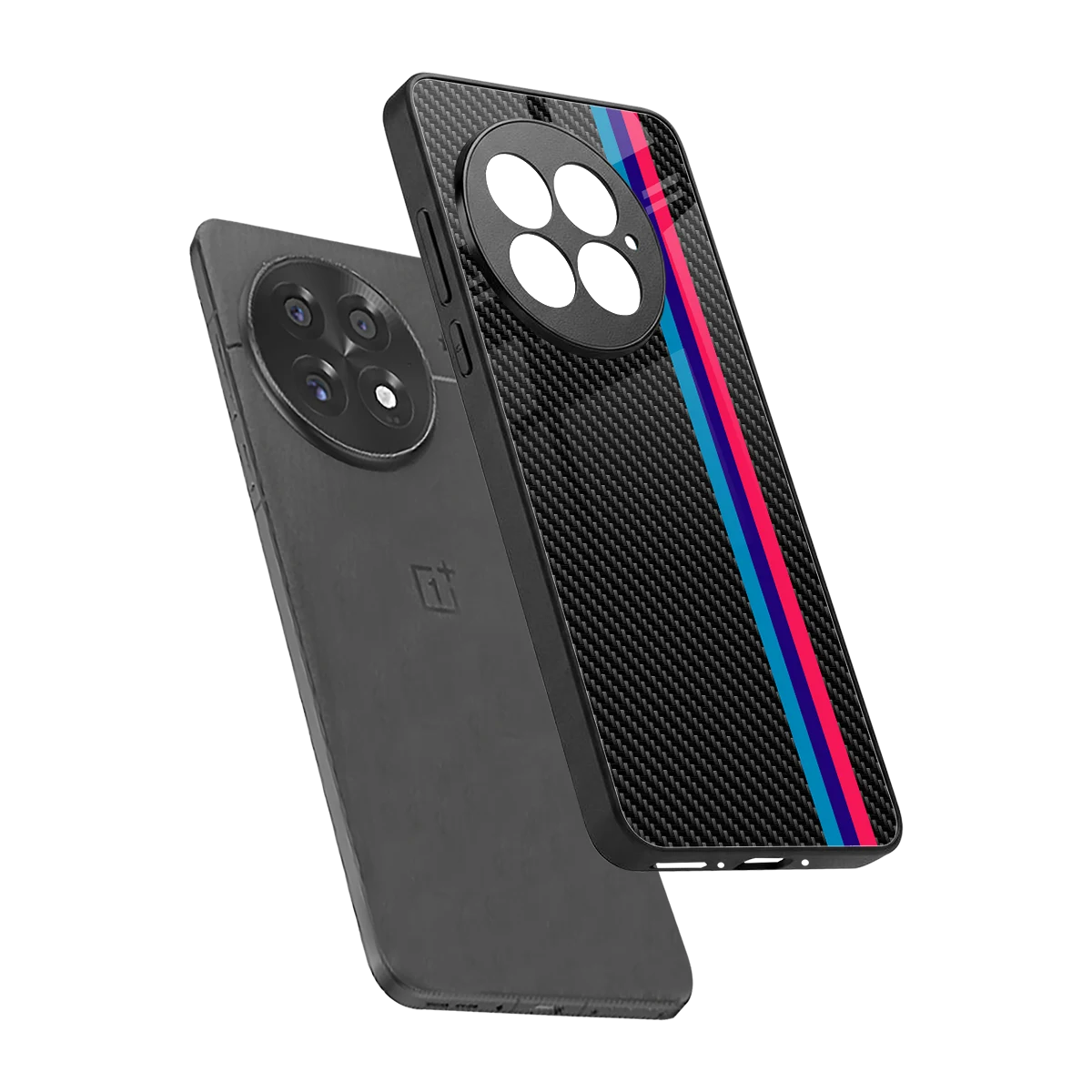 Carbon Fiber sleek oneplus 13 cover with tempered glass back and TPU edges