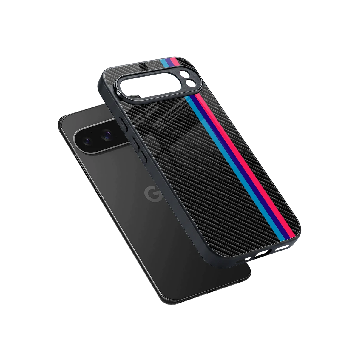 Carbon Fiber sleek google pixel 10 pro xl cover with tempered glass back and TPU edges